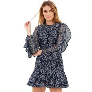 KEEPSAKE The Label Engage Long Sleeve Lace Dress in blue-Size L‎